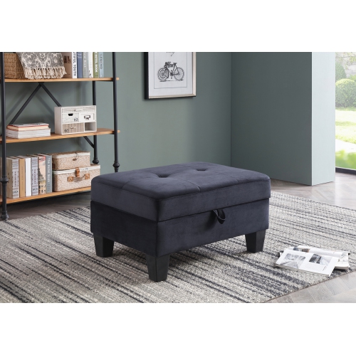 Monaco Black Tufted Storage Ottoman