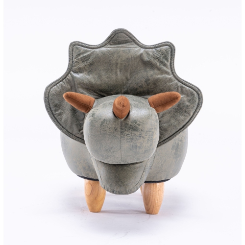 Triceratops Dinosaur Gray Faux Leather Animal Storage Kids Ottoman