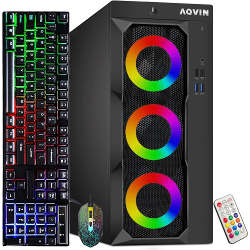 AQVIN  Refurbished (Excellent) - RGB Gaming PC Luminarings Desktop Tower ~ Intel Core I7 Up to 4.00Ghz 32GB Ddr4 Ram 2000GB (Fast Boot) SSD Geforce