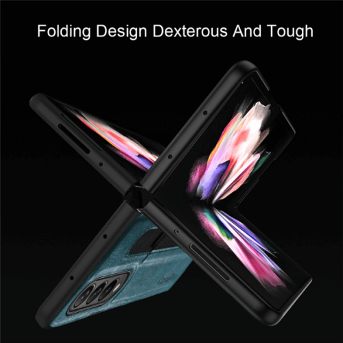 For Samsung Galaxy Z Fold 5 5G Slim Leather Phone Case Cover With S Pen Holder - Black