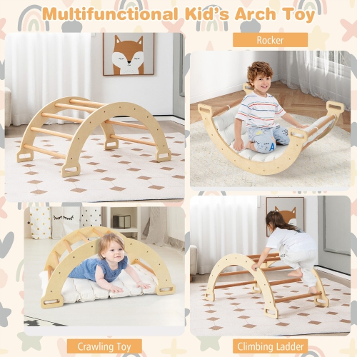 Gymax 2-in-1 Arch Rocker with Soft Cushion Double-Sided Climbing Arch for Toddlers