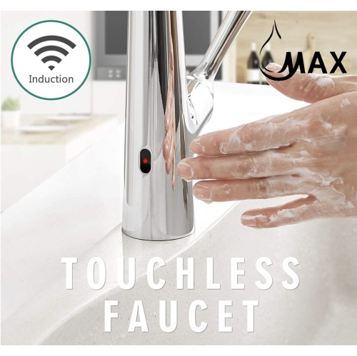 MAX Faucets Smart Touchless Kitchen Faucet Single Handle Pull-Out 18" Sleekly Classic Chrome Finish