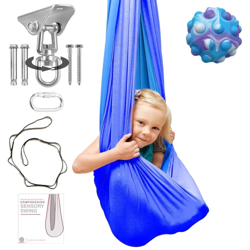 Balançoire sensorielle - balançoire thérapeutique pour enfants - idéale  pour le traitement sensoriel, l'autisme, le TDAH - réversible (bleu) -  balançoire extérieure