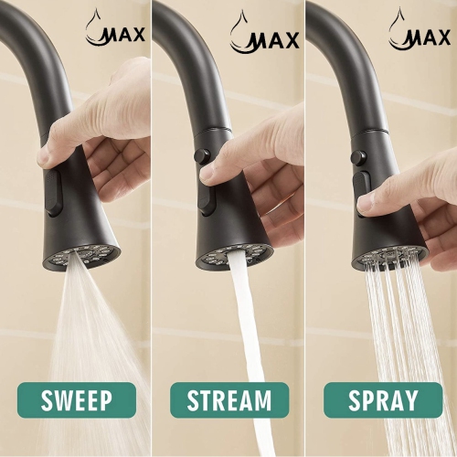 MAX Faucets Smart Touchless Kitchen Faucet Single Handle Pull-Out 18" Sleekly Classic Matte Black Finish