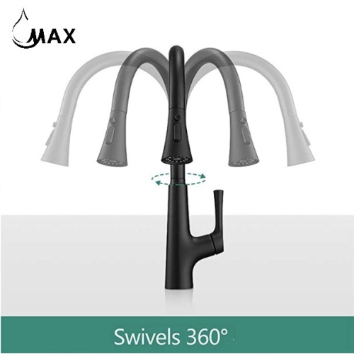 MAX Faucets Smart Touchless Kitchen Faucet Single Handle Pull-Out 18" Sleekly Classic Matte Black Finish