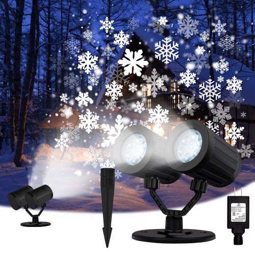 Christmas Projector Lights Outdoor, LED Snowflake Projector Christmas Lights, Waterproof Rotating Christmas Lights Outdoor Projector