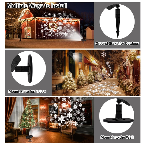 Christmas Projector Lights Outdoor, LED Snowflake Projector Christmas Lights, Waterproof Rotating Christmas Lights Outdoor Projector