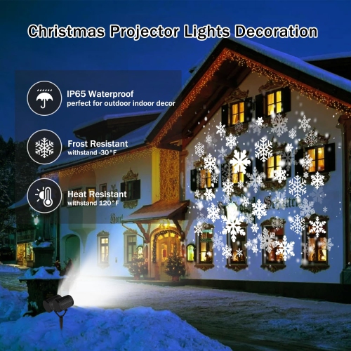 Christmas Projector Lights Outdoor, LED Snowflake Projector Christmas Lights, Waterproof Rotating Christmas Lights Outdoor Projector