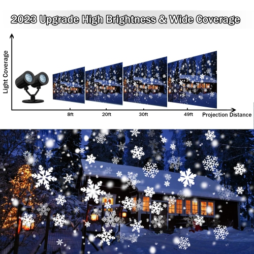 Christmas Projector Lights Outdoor, LED Snowflake Projector Christmas Lights, Waterproof Rotating Christmas Lights Outdoor Projector