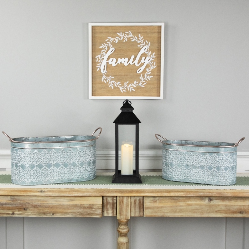 Bacs de rangement en métal avec poignées - 19,25 po - Ensemble de 2