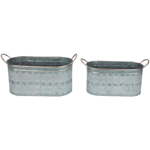 Bacs de rangement en métal avec poignées - 19,25 po - Ensemble de 2