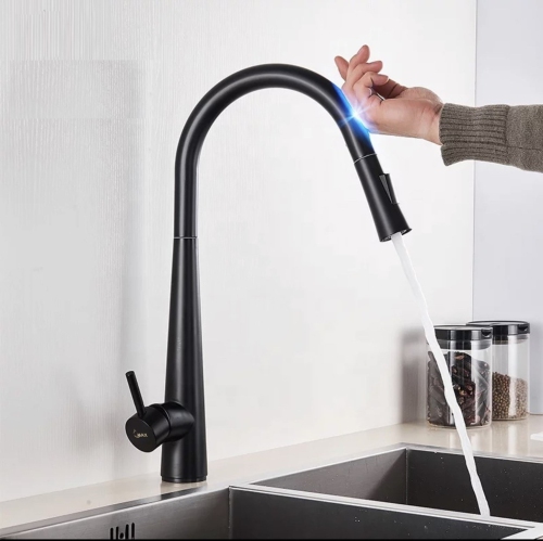 MAX Faucets Smart Touch Kitchen Faucet Pull-Out 18" Matte Black Finish