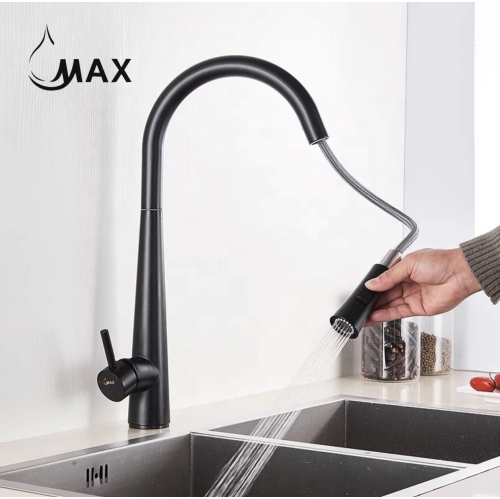 MAX Faucets Smart Touch Kitchen Faucet Pull-Out 18" Matte Black Finish