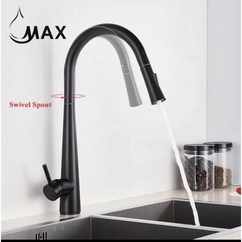 MAX Faucets Smart Touch Kitchen Faucet Pull-Out 18" Matte Black Finish
