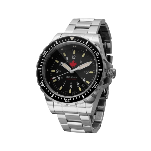 MARATHON- Red Maple Jumbo Diver's Quartz with SS Bracelet with Marathon Clasp 46mm