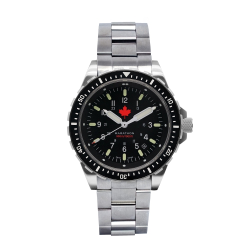 MARATHON  - Maple Jumbo Diver's Quartz (Jsar) With Ss Bracelet With Canadian Armed Forces Clasp 46MM In Red