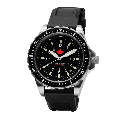 MARATHON- Red Maple Jumbo Diver's Quartz on Black 3-Piece Rubber Strap Kit 46mm
