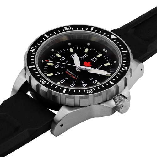MARATHON- Red Maple Jumbo Diver's Quartz on Black 3-Piece Rubber Strap Kit 46mm