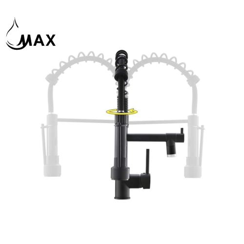 MAX Faucets Pre-Rinse Kitchen Faucet Hands-Free Pull-Down Flexible With Separate Pot Filler Spout and LED Light 19" Matte Black Finish
