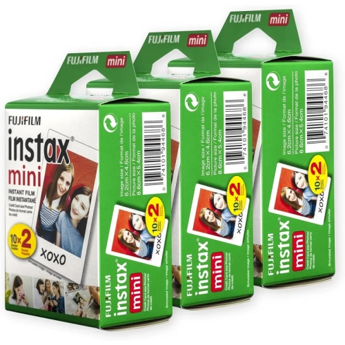 Fujifilm Instax Mini 12 Instant Camera Bundle with Instax Mini Film, White Multi-Pack (60 Exposures) | Portable Compact Camera for Instant Photography