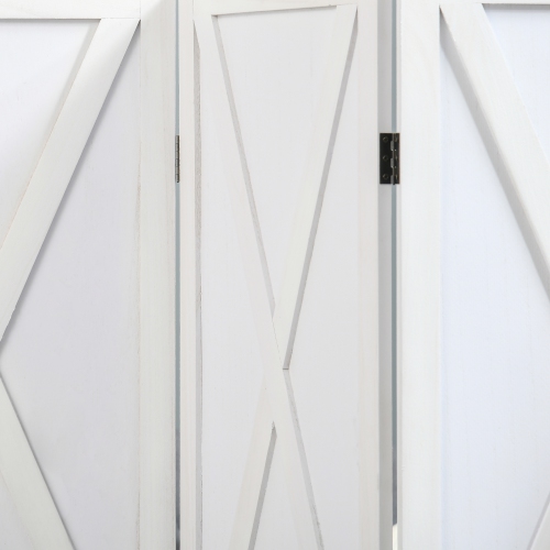 HOMCOM 4 Panel Room Divider, 5.6 Ft Folding Privacy Screen, Freestanding Wooden Wall Partition for Bedroom, Office, White