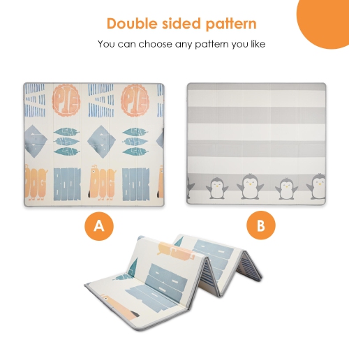 Double Sided Foldable Baby Playmat, Large 77" x 68" EVA Foam Mat Babys Kids Anti-Scratch Infant Play Mat Toddler Crawling Floor Mat