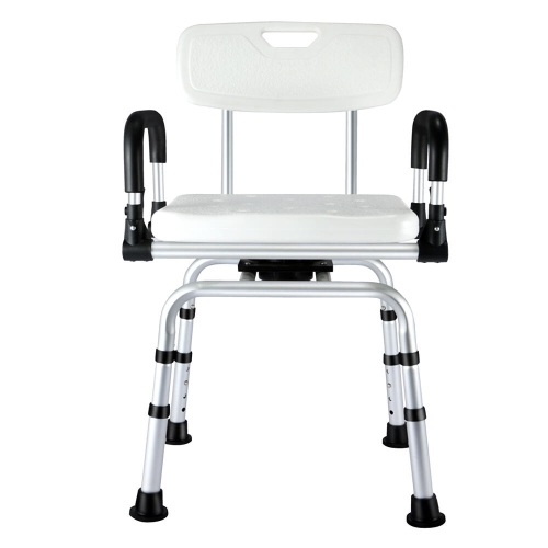 360° Swivel Shower Chair with Flip-Up Armrest, Shower Stool Height Adjustable Hold up to 180kg for Senior