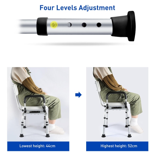 360° Swivel Shower Chair with Flip-Up Armrest, Shower Stool Height Adjustable Hold up to 180kg for Senior