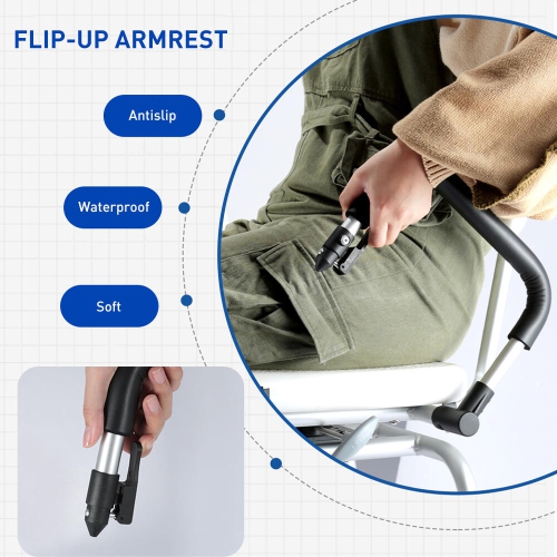 360° Swivel Shower Chair with Flip-Up Armrest, Shower Stool Height Adjustable Hold up to 180kg for Senior