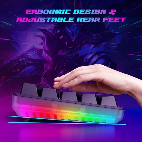 60% Keyboard Mechanical, RGB Backlit Hot-Swappable Red Switch Fully Programmable for Windows Laptop PC Mac, Black Transparent