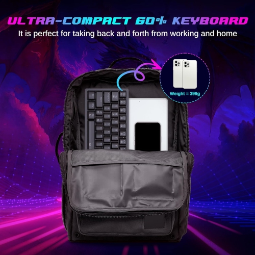 60% Keyboard Mechanical, RGB Backlit Hot-Swappable Red Switch Fully Programmable for Windows Laptop PC Mac, Black Transparent