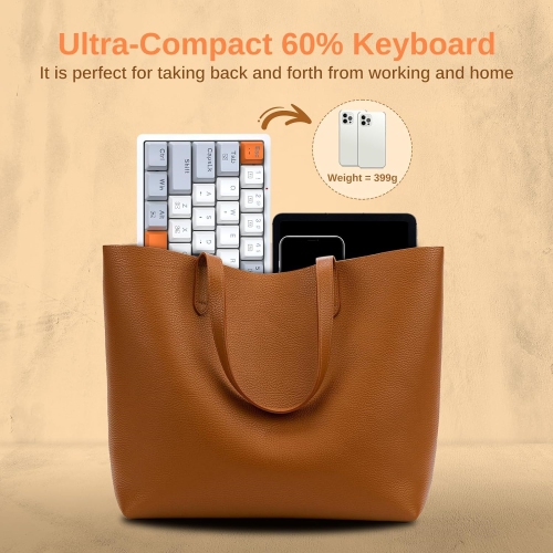 60% Keyboard Mechanical, RGB Backlit Hot-Swappable Red Switch Fully Programmable for Windows Laptop PC Mac, White Gray