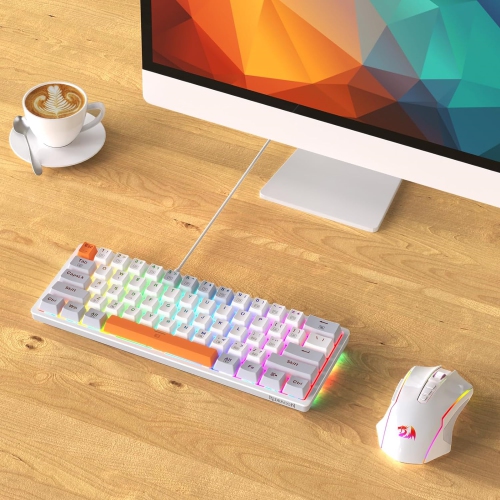 60% Keyboard Mechanical, RGB Backlit Hot-Swappable Red Switch Fully Programmable for Windows Laptop PC Mac, White Gray