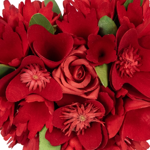 Mixed Floral Valentine's Day Artificial Potted Topiary - 14.5" - Red