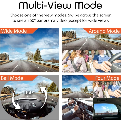 REXING V360 360 Degree Wide Angle Dual Channel Dashboard Camera Recorder Car Dash Cam with Rear Camera
