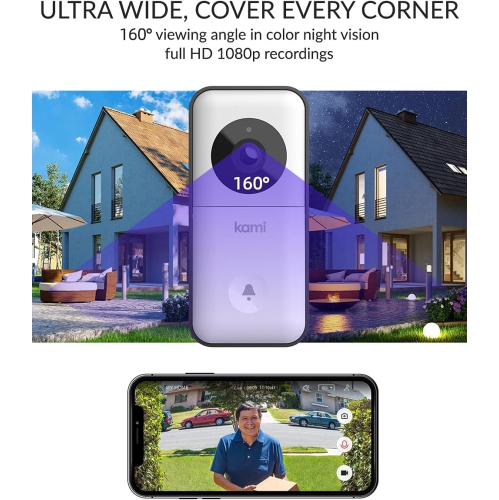 Kami Wireless Smart Video Doorbell Camera Wi-Fi with PIR Motion Detector