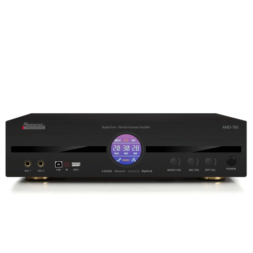 Resonic AMD-760 760W HD ECHO & REVERB KARAOKE MIXING AMPLIFIER BUILT-IN 4K HDMI ARC,OPTICAL, BLUETOOTH, DIGITAL EQUALIZER