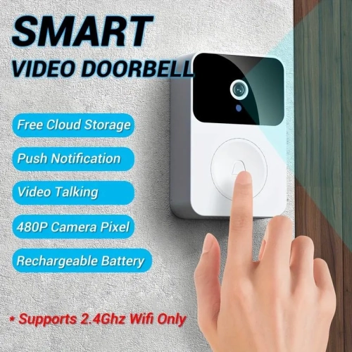Wireless Intelligent Visual Doorbell Camera - HD Night Vision, WiFi, Rechargeable | Home Security Intercom with Two-Way Calls, Photo, Recording |