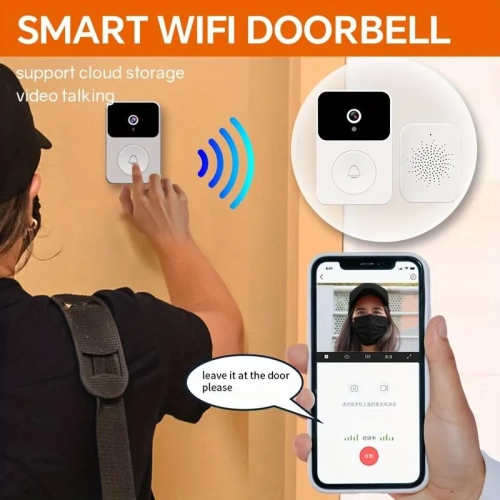 Wireless Intelligent Visual Doorbell Camera - HD Night Vision, WiFi, Rechargeable | Home Security Intercom with Two-Way Calls, Photo, Recording |