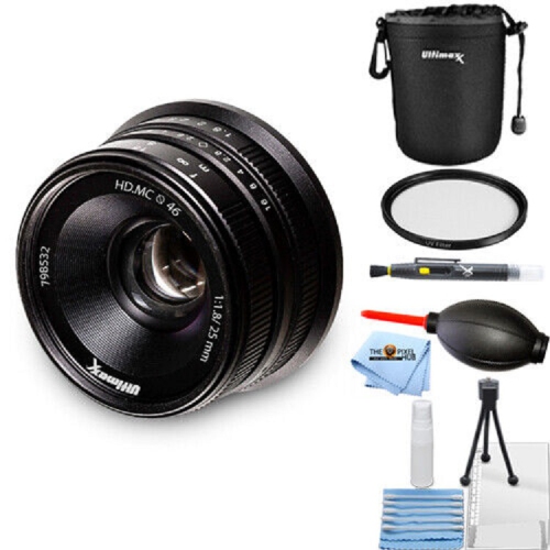 ULTIMAXX  25MM F/1.8 Manual Lens for Sony E Mount (Nex) - 7PC Accessory Kit