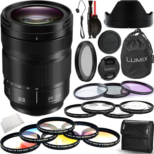 Panasonic Lumix S 24-105mm f/4 Macro O.I.S. Lens S-R24105 - 9PC Accessory  Bundle