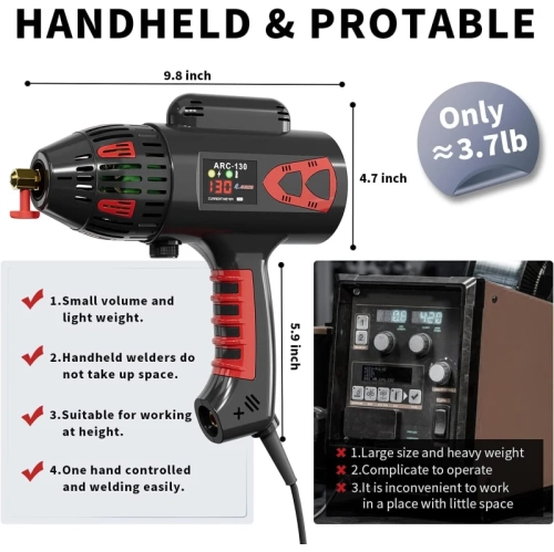 Portable Handheld 110V ARC Welding Machine - 130Amp Digital Display IGBT Inverter | Welding Tool Set with Toolbox Included
