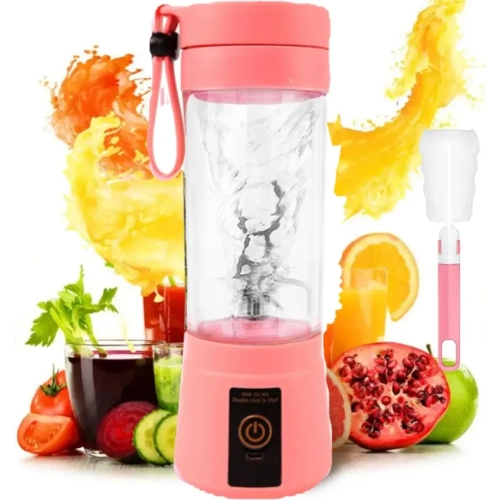 Rechargeable USB Portable Blender with Brush - 6 Blades Mini Blender for Kitchen, Home, Travel | Ideal for Mixing Protein Powder