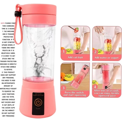 Rechargeable USB Portable Blender with Brush - 6 Blades Mini Blender for Kitchen, Home, Travel | Ideal for Mixing Protein Powder