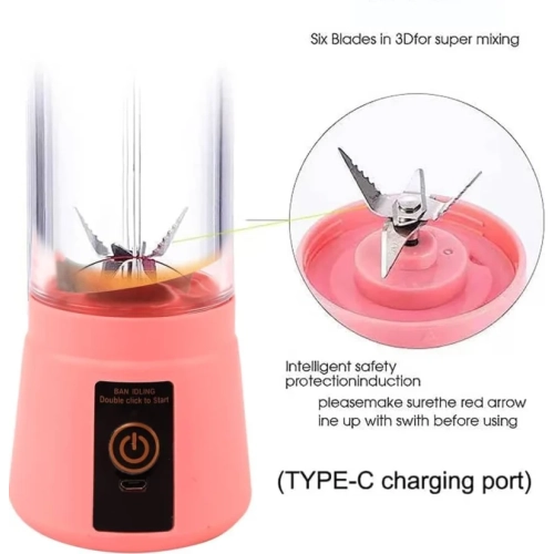 Rechargeable USB Portable Blender with Brush - 6 Blades Mini Blender for Kitchen, Home, Travel | Ideal for Mixing Protein Powder