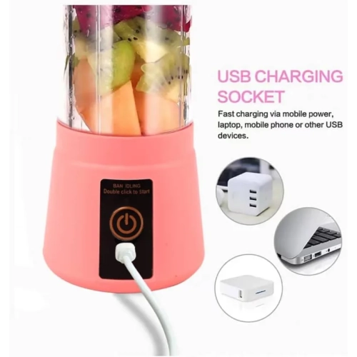 Rechargeable USB Portable Blender with Brush - 6 Blades Mini Blender for Kitchen, Home, Travel | Ideal for Mixing Protein Powder