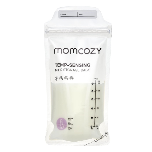 Sacs de stockage de lait maternel MomCozy, 120 CT, sacs de rangement d’allaitement à détection de température, 6 oz/180 ml
