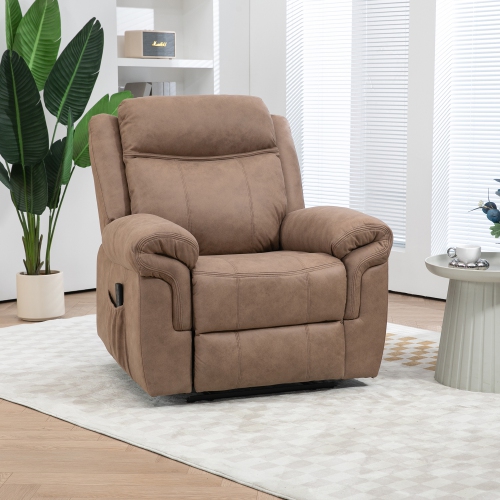 HOMCOM 8-Point Vibration Massage Recliner Chair, Manual Microfibre Reclining Sofa Chair for Living Room with Side Pockets, Footrest, Remote, Easy