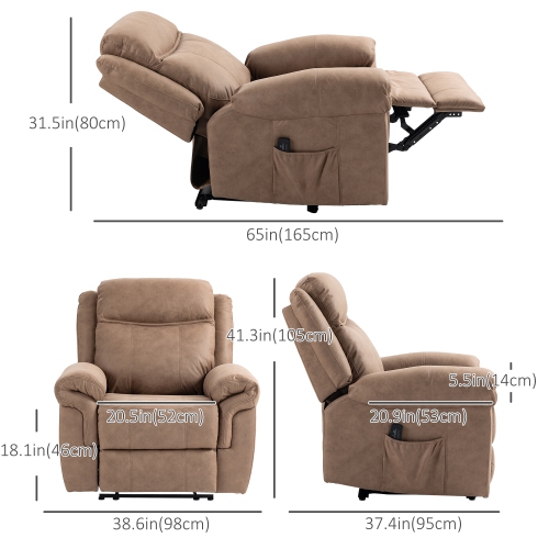 HOMCOM 8-Point Vibration Massage Recliner Chair, Manual Microfibre Reclining Sofa Chair for Living Room with Side Pockets, Footrest, Remote, Easy