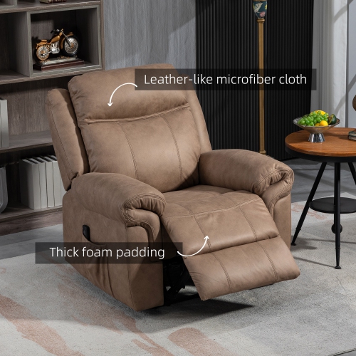 HOMCOM 8-Point Vibration Massage Recliner Chair, Manual Microfibre Reclining Sofa Chair for Living Room with Side Pockets, Footrest, Remote, Easy
